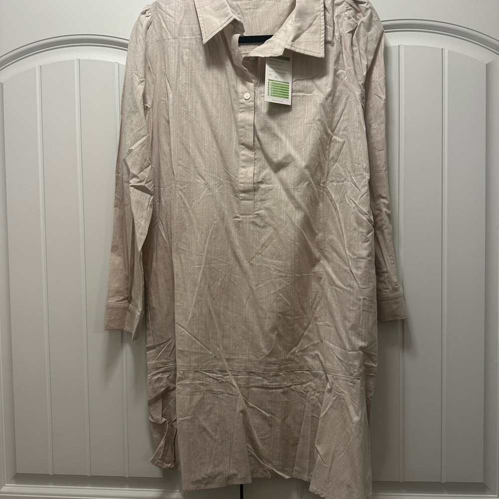 Cream Shirt Dress- NWT XL - Picture 5 of 6